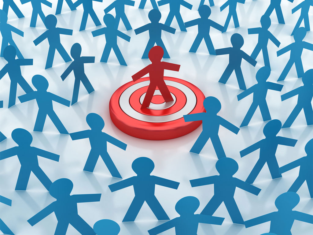 A model of one person being selected as part of a target audience.